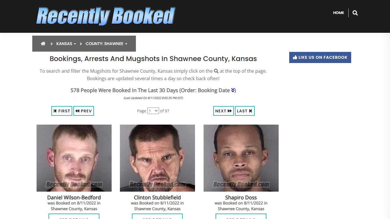 Recent bookings, Arrests, Mugshots in Shawnee County, Kansas